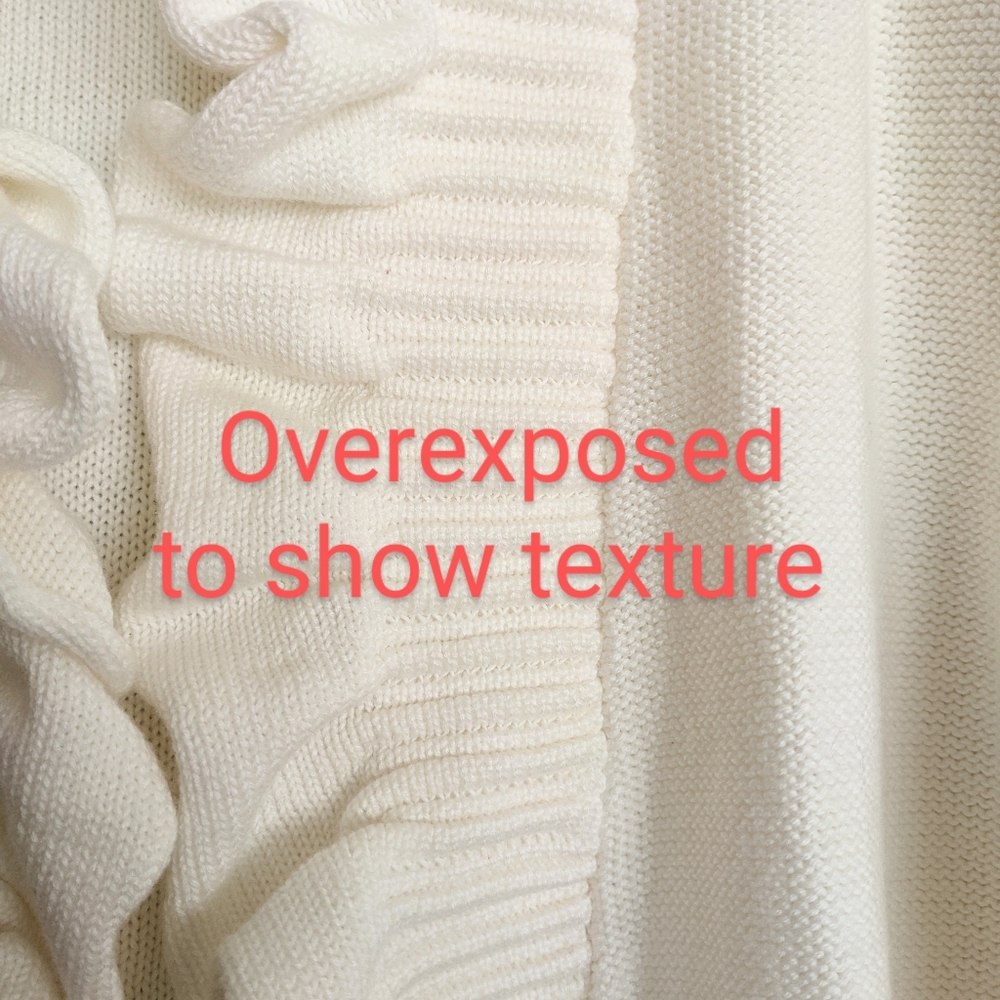 Ruby Rd Ruffled Cardigan Sweater Ivory Open Front Cotton Blend XLP - Picture 7 of 15